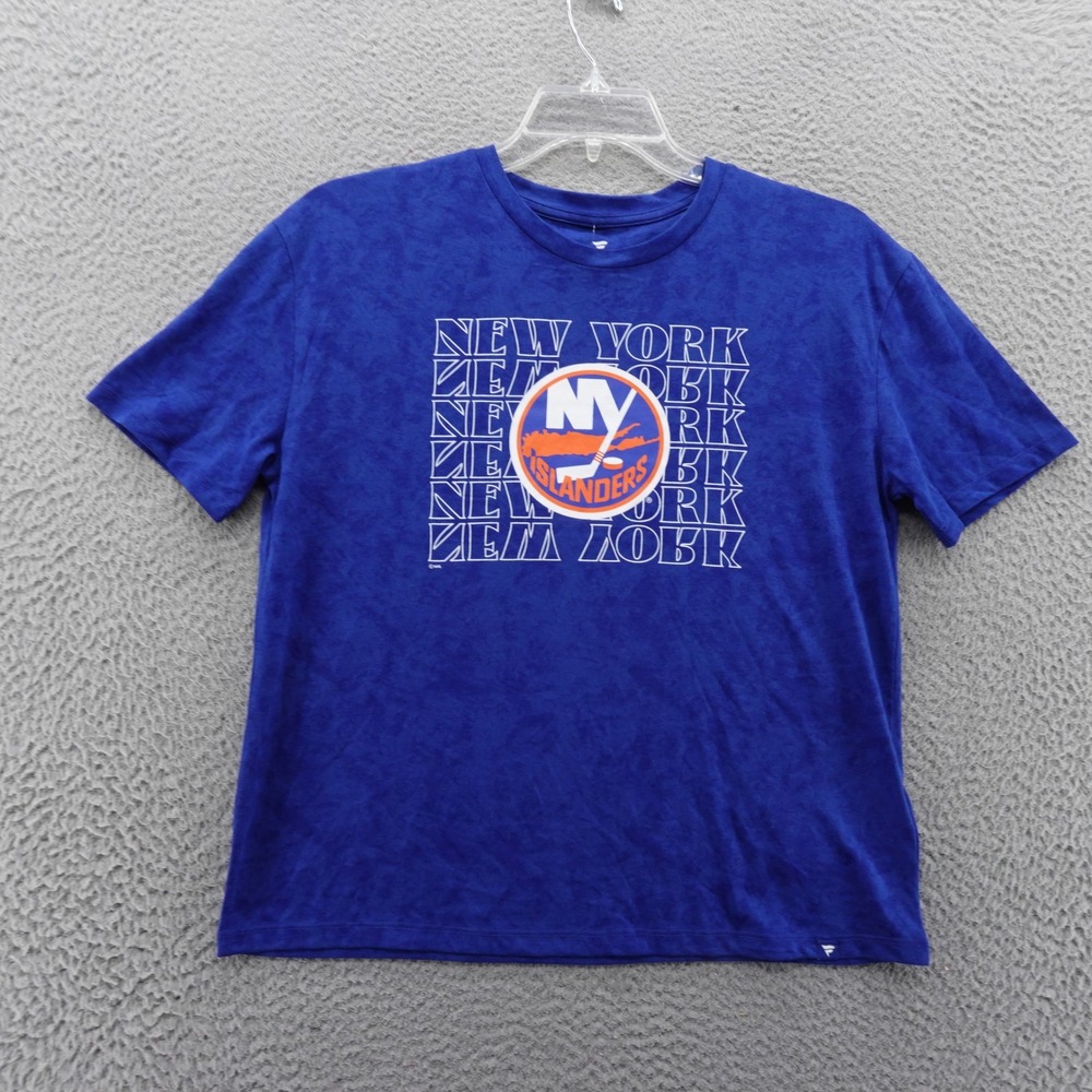 Fanatics New York Islanders NHL T Shirt Women Medium Royal Blue Creased Wash NEW